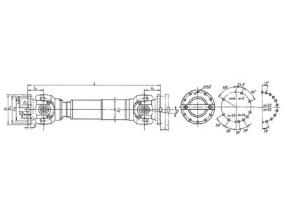 SWP F型(有伸缩长型)部分轴承座十字轴式万向联轴器
